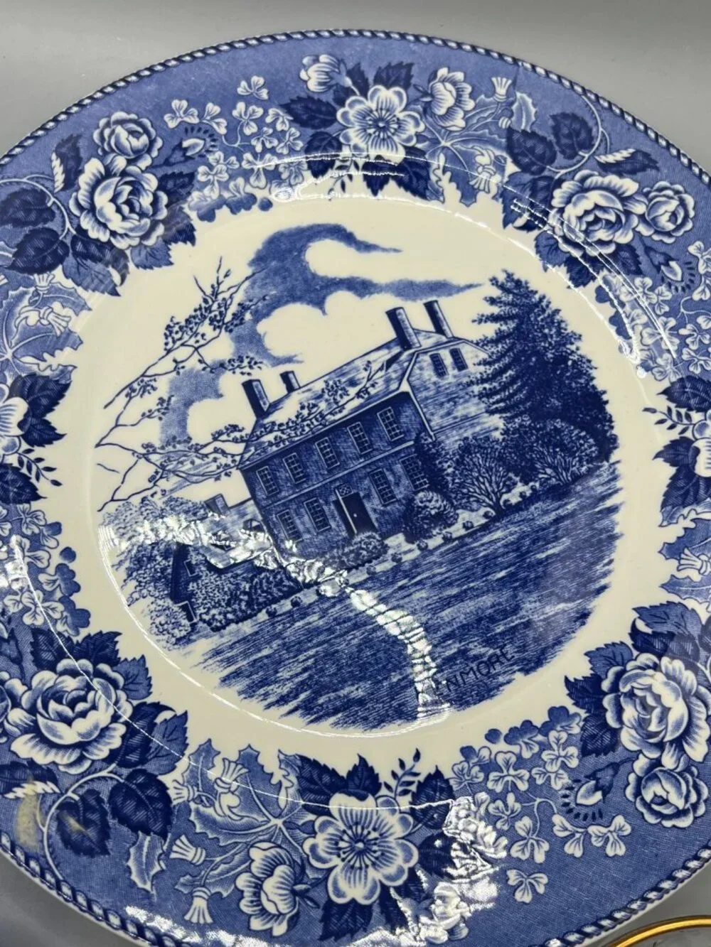 Delft Blue Glass Plate Ceramic Bell Basket Kenmore Lot of 8 items MCM